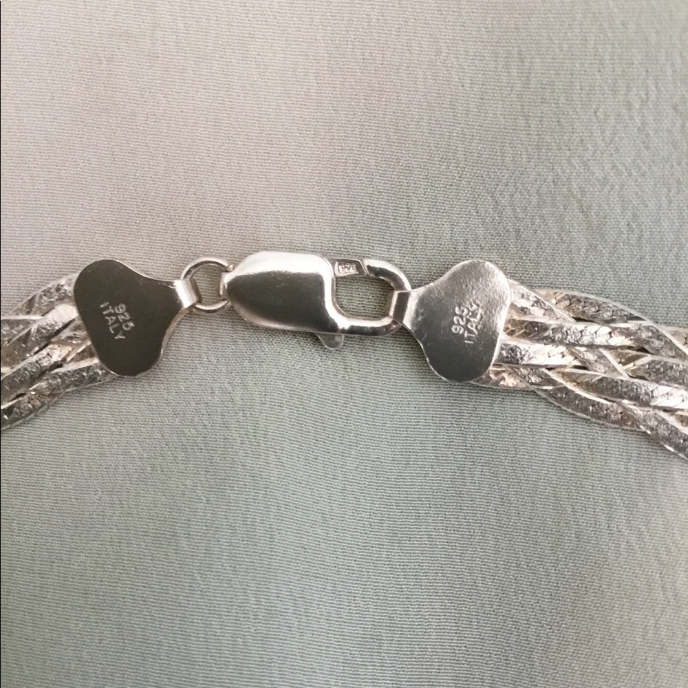 Braided 18 inch necklace, sterling 925 silver, Italy - Picture 10 of 11
